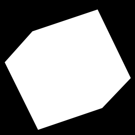 Black background. White hexagon.